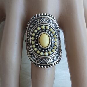 Paparazzi Silver and Yellow Bohemian Ring